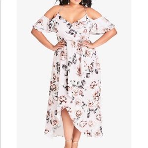 City Chic Floral Wrap Maxi Dress Champagne
